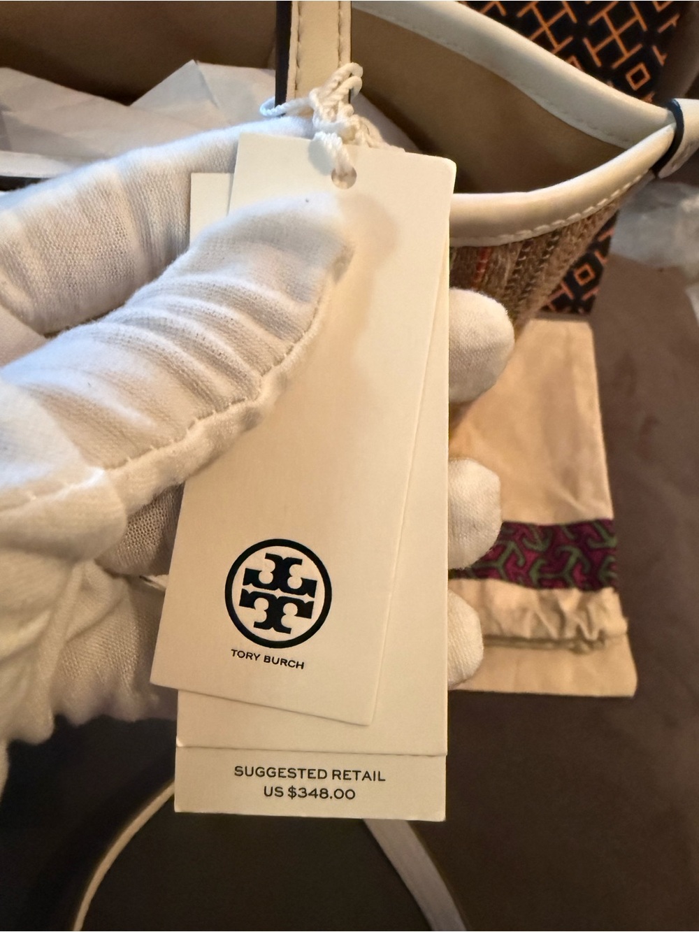 NWT Tory Burch Small Perry Striped Raffia Tote - Picture 3 of 14